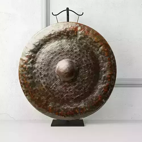 19th Century Laos Bronze Gong 2 3D model