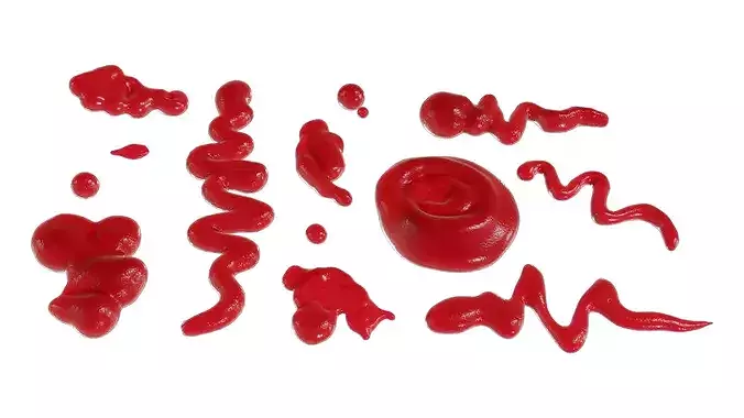Ketchup Splashes Pack - 12 in 1 3D model 5