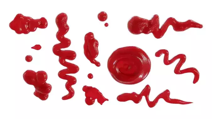 Ketchup Splashes Pack - 12 in 1 3D model 7