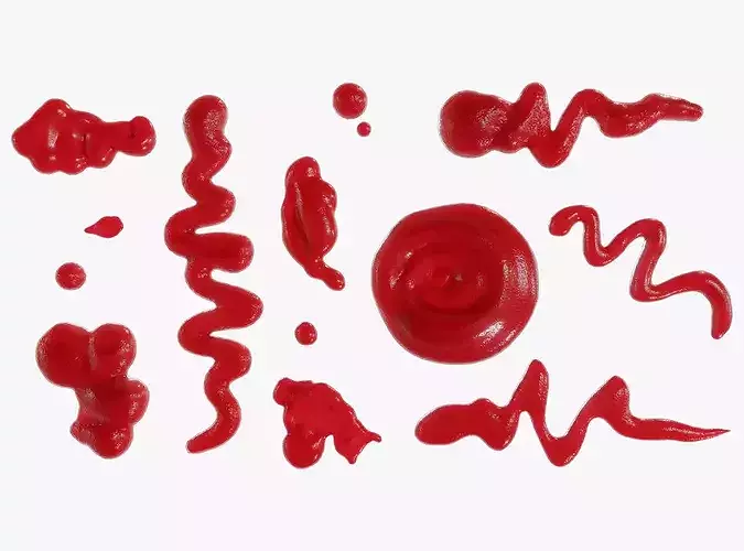 Ketchup Splashes Pack - 12 in 1 3D model