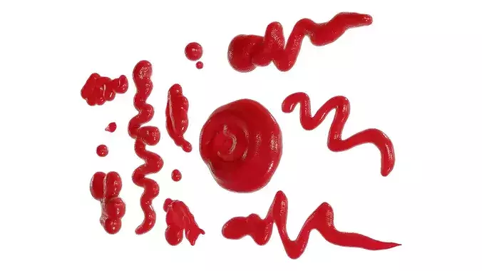 Ketchup Splashes Pack - 12 in 1 3D model 6