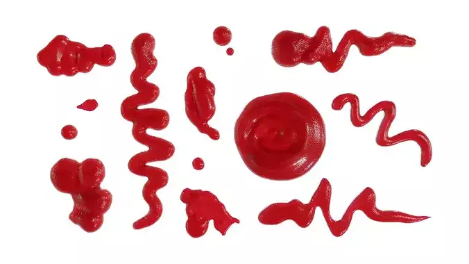 Ketchup Splashes Pack - 12 in 1 3D model 2