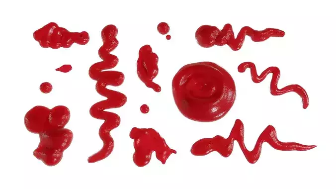 Ketchup Splashes Pack - 12 in 1 3D model 3