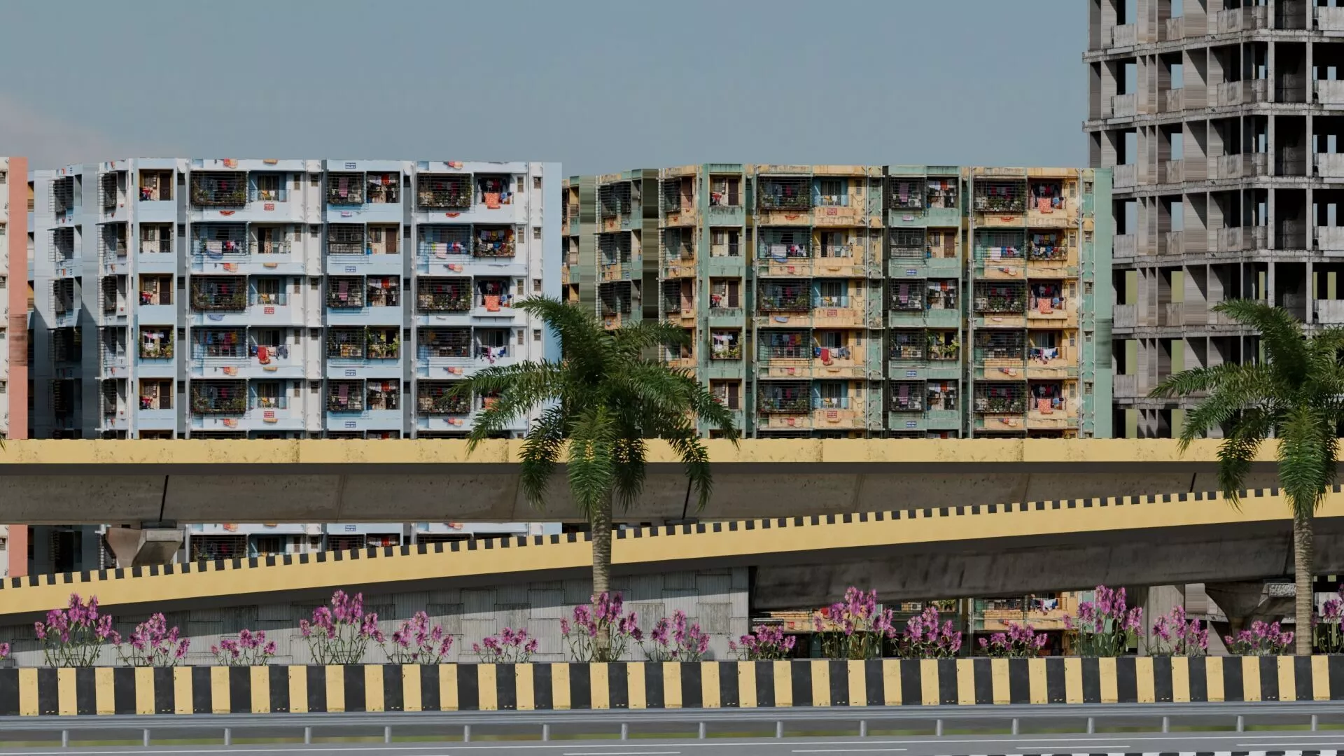 Indian highways roads and buildings pack 3D Lowpoly Free 3D model