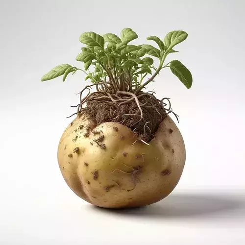 Realistic Sprouted Potato Plant 3D model