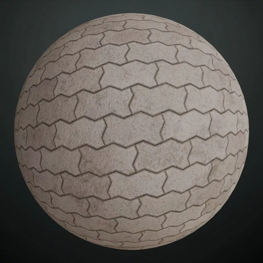 Realistic Zigzag Unipaver Blocks PBR Seamless Texture