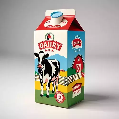 Dairy Milk Carton 3D Model 3D model