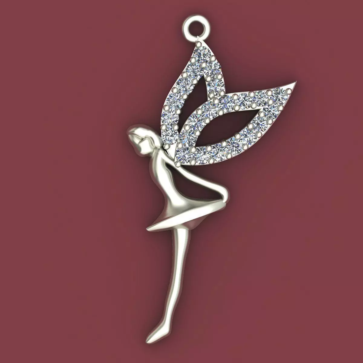 Angel Fairy Diamond Gold Pendant Free 3D print model_0