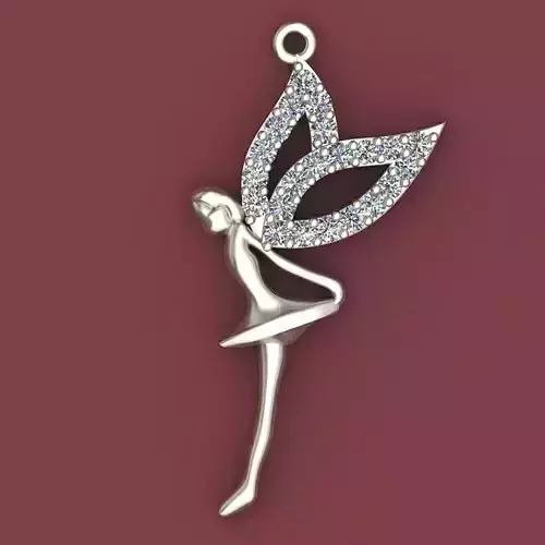 Angel Fairy Diamond Gold Pendant Free 3D print model