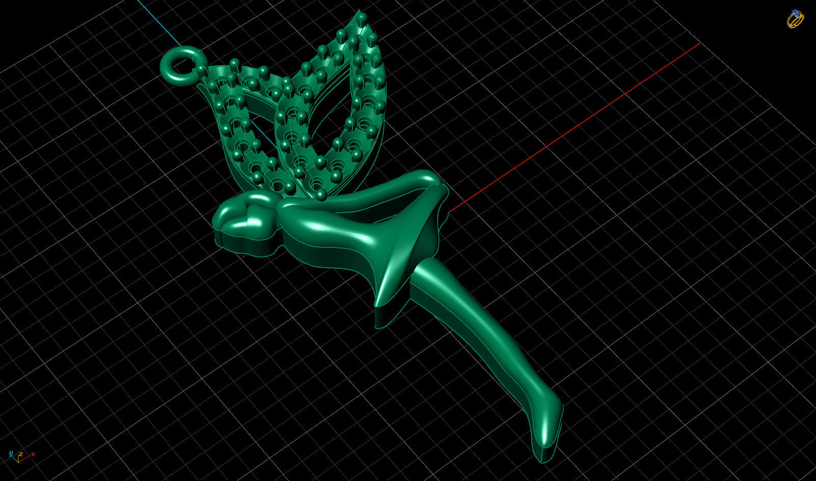 Angel Fairy Diamond Gold Pendant Free 3D print model_4