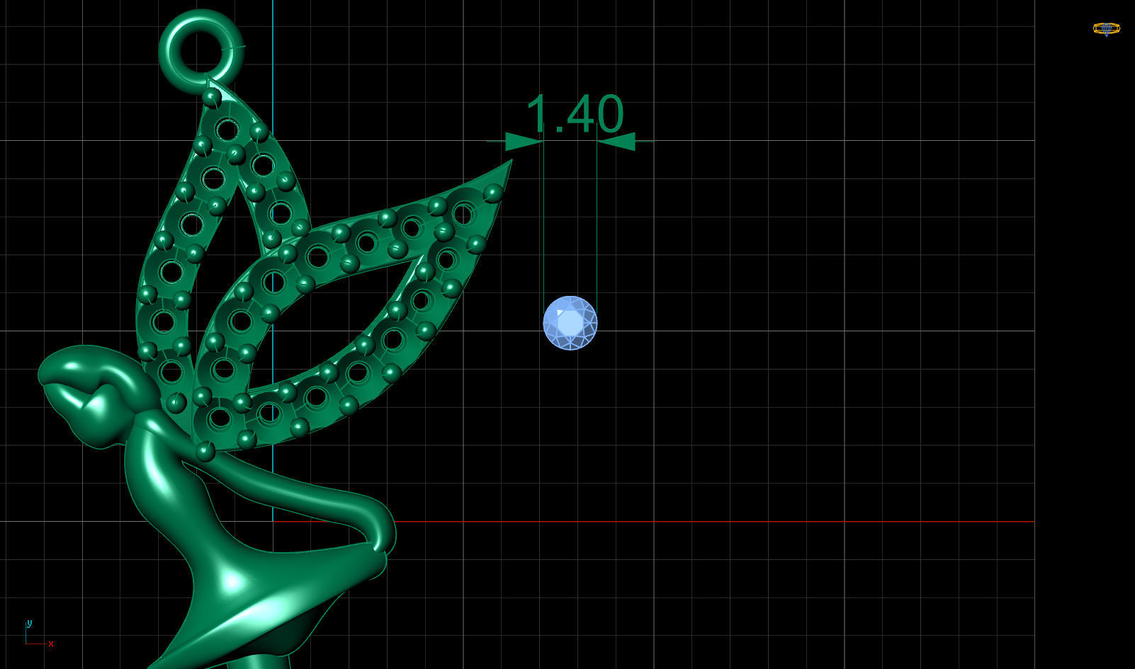 Angel Fairy Diamond Gold Pendant Free 3D print model_3