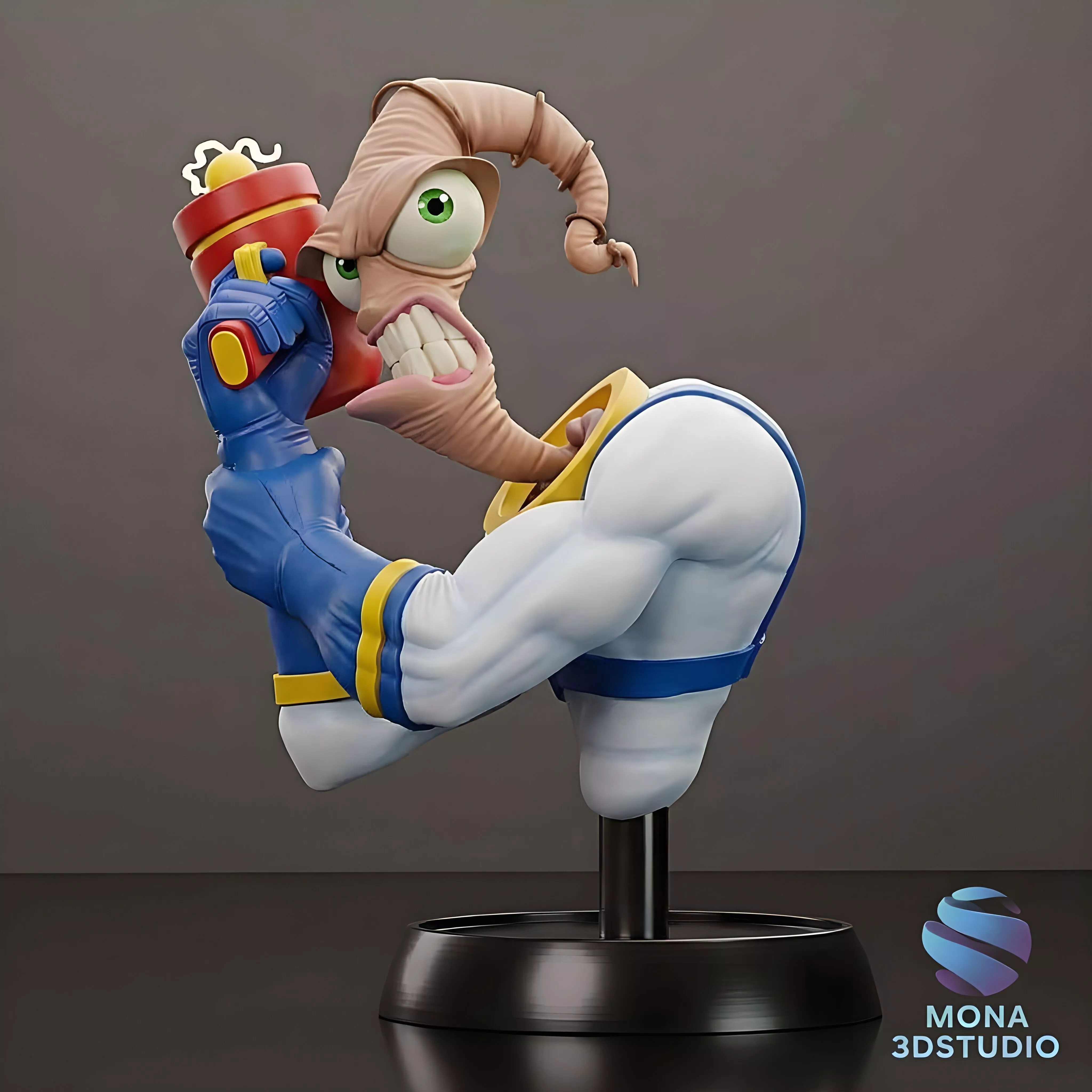 Earthworm Jim Bust - 3D Printable STL Pre-supported 3D print model