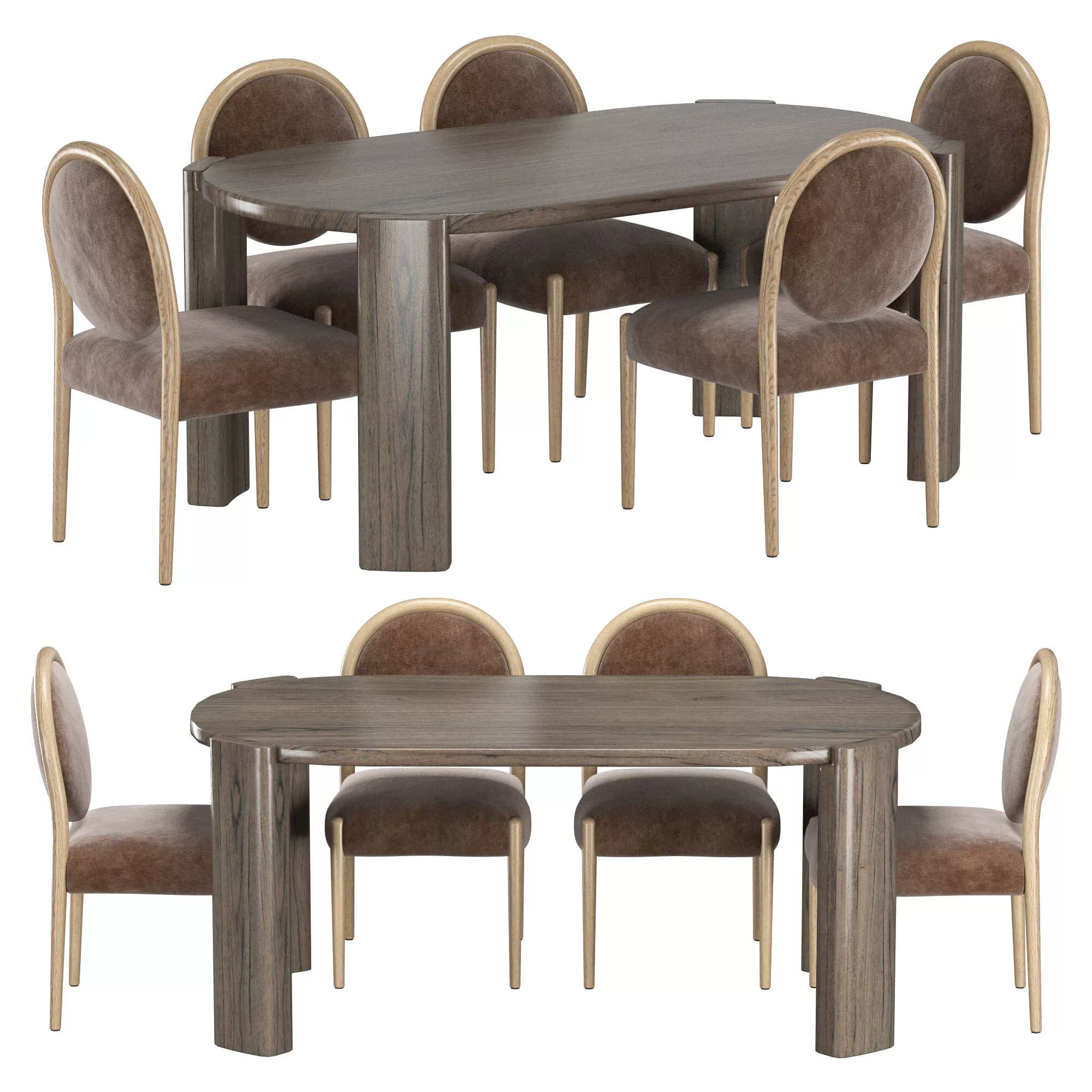 Prentiss Chair Dua Table Dining set 3D model