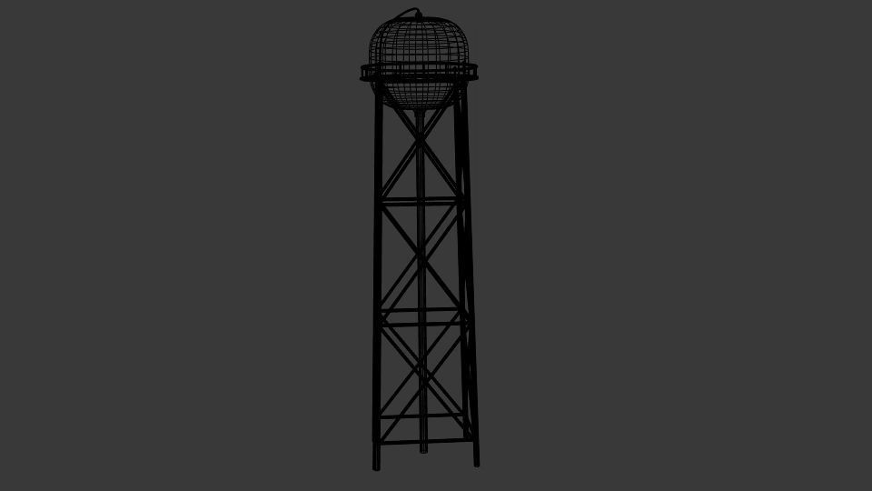 Water Tower Tan Low-poly 3D model_5