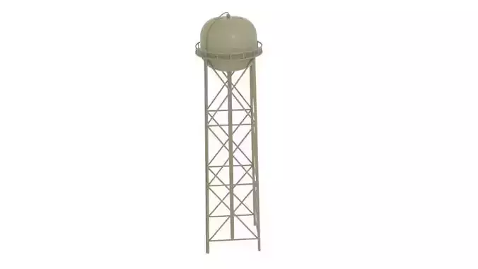 Water Tower Tan Low-poly 3D model