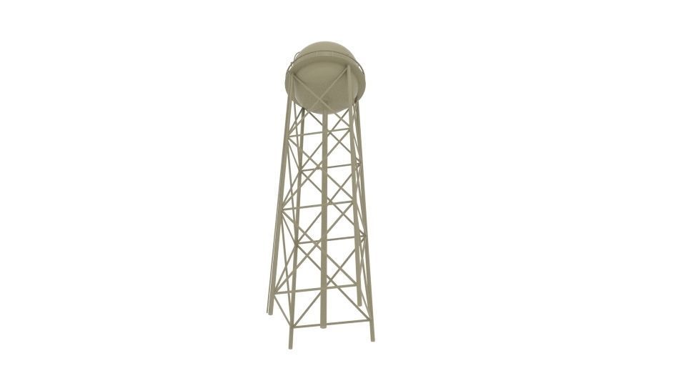 Water Tower Tan Low-poly 3D model_3