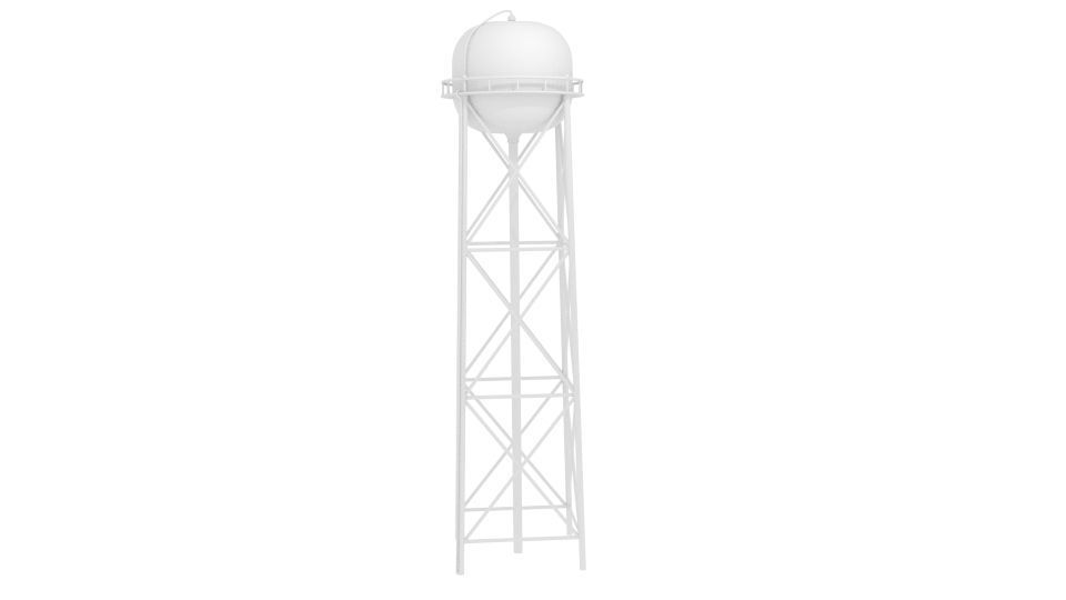 Water Tower Tan Low-poly 3D model_4