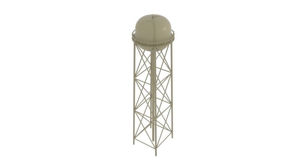 Water Tower Tan Low-poly 3D model_2