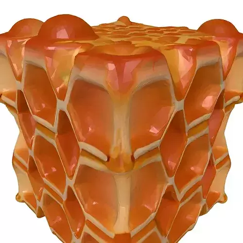 Detailed Golden Honeycomb Block 3D model 3