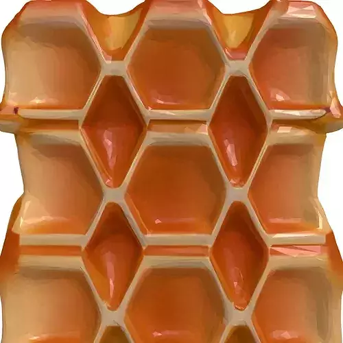 Detailed Golden Honeycomb Block 3D model 5