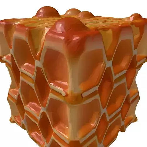 Detailed Golden Honeycomb Block 3D model 6