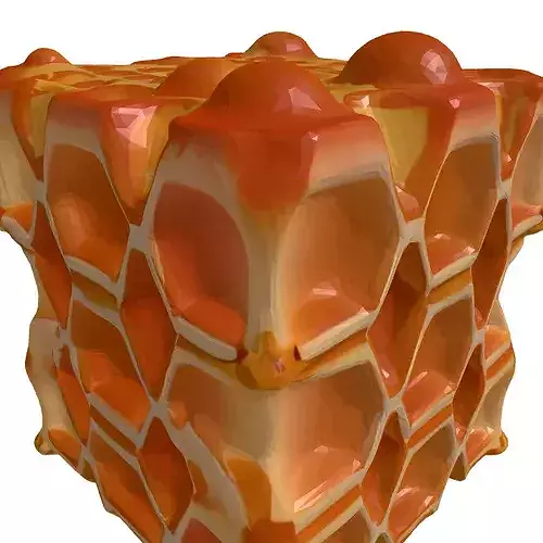 Detailed Golden Honeycomb Block 3D model 4