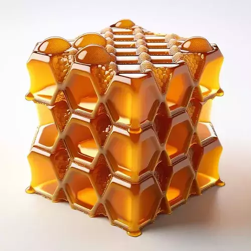 Detailed Golden Honeycomb Block 3D model