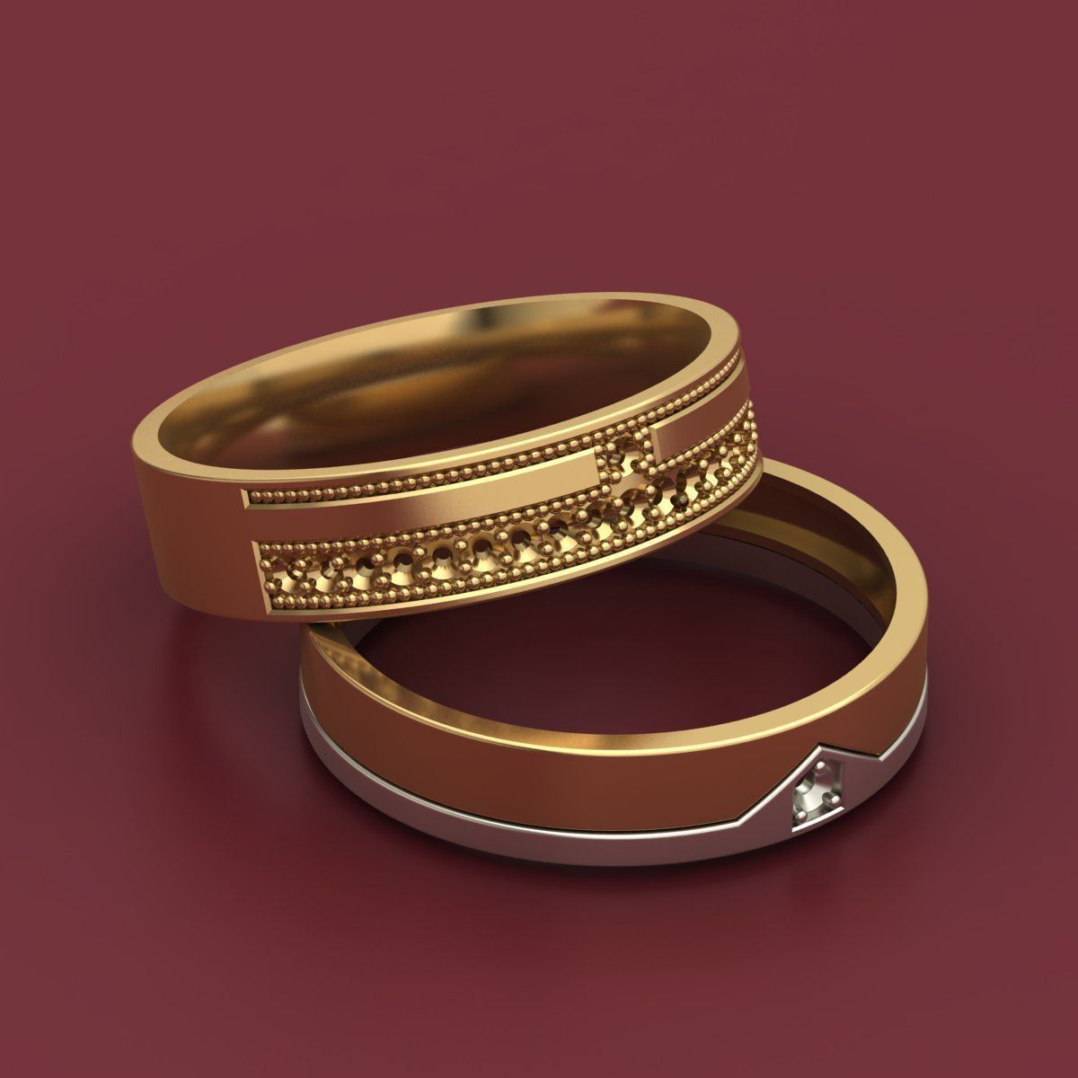 Wedding 3D Rings With Diamonds  Free 3D print model_1