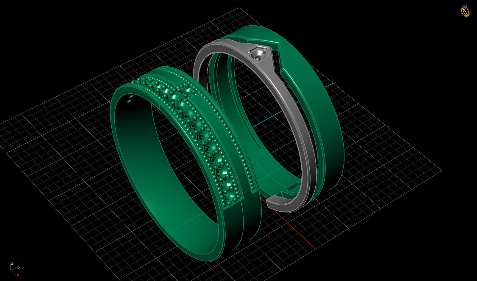 Wedding 3D Rings With Diamonds  Free 3D print model_4