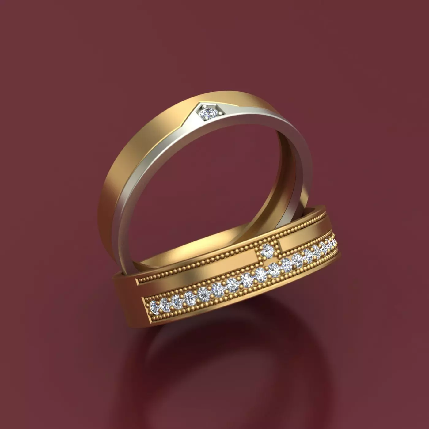 Wedding 3D Rings With Diamonds  Free 3D print model_0
