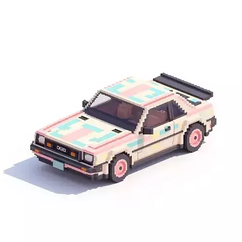 Voxel Retro 80s Car 3D Model