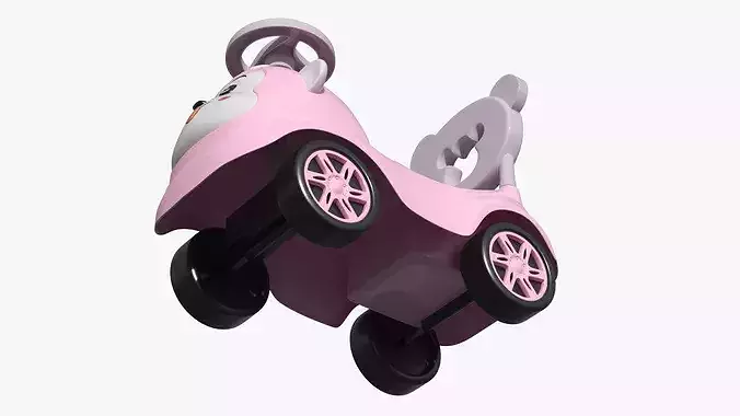 Baby Push Car with Steering Wheel Pink 3D model 4