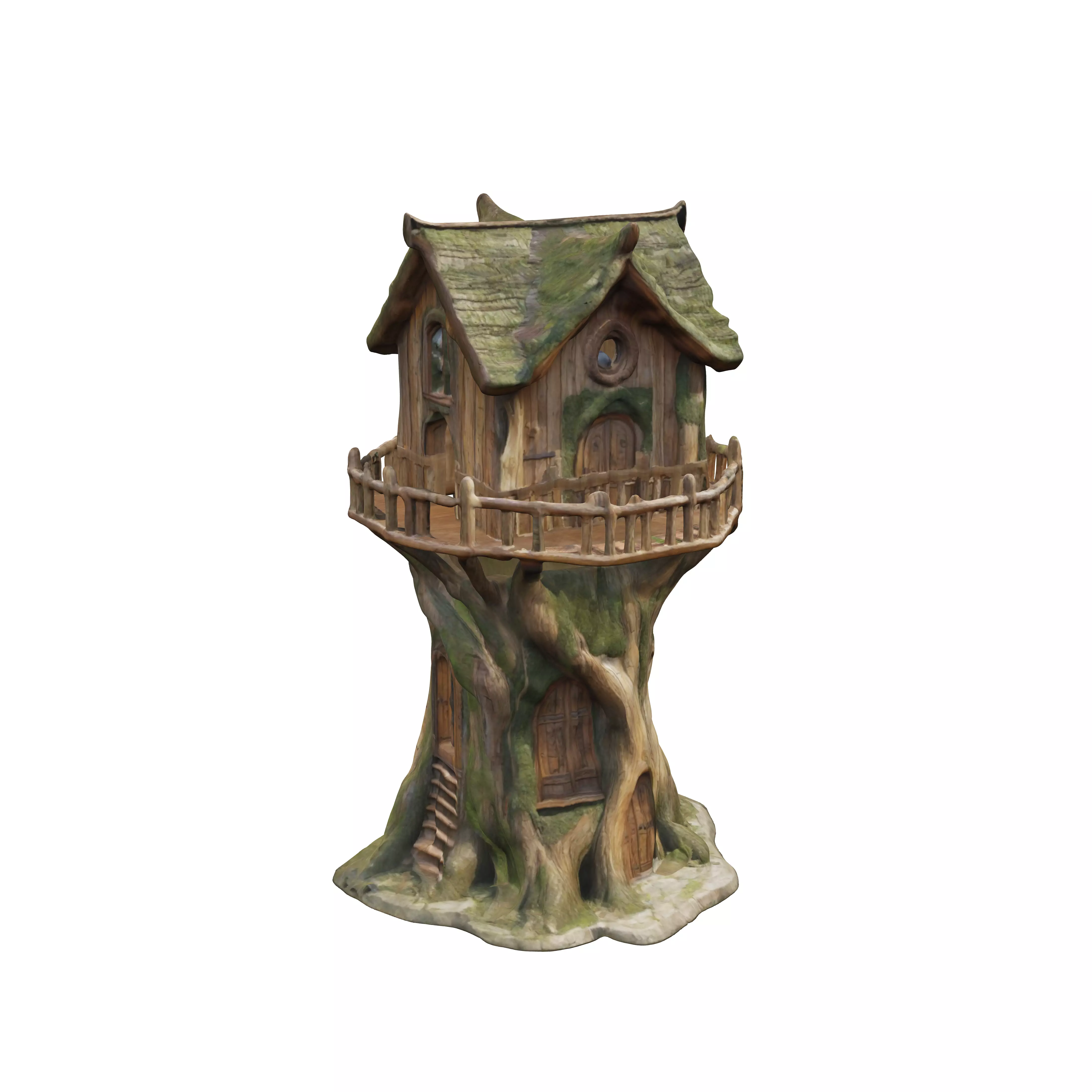 Design a realistic spacious house carved into a colossal tree... 3D model