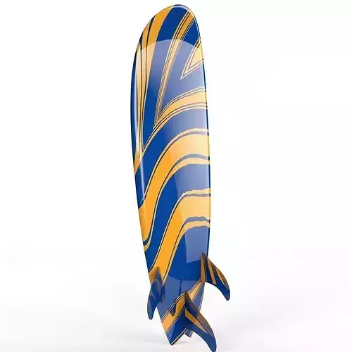 Realistic Classic Surfboard 3D Model