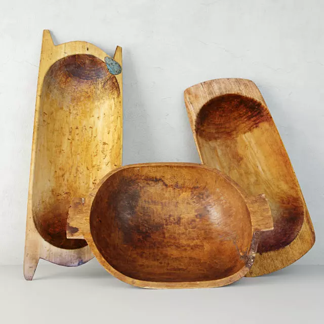 Antique Dough Bowls 3D model