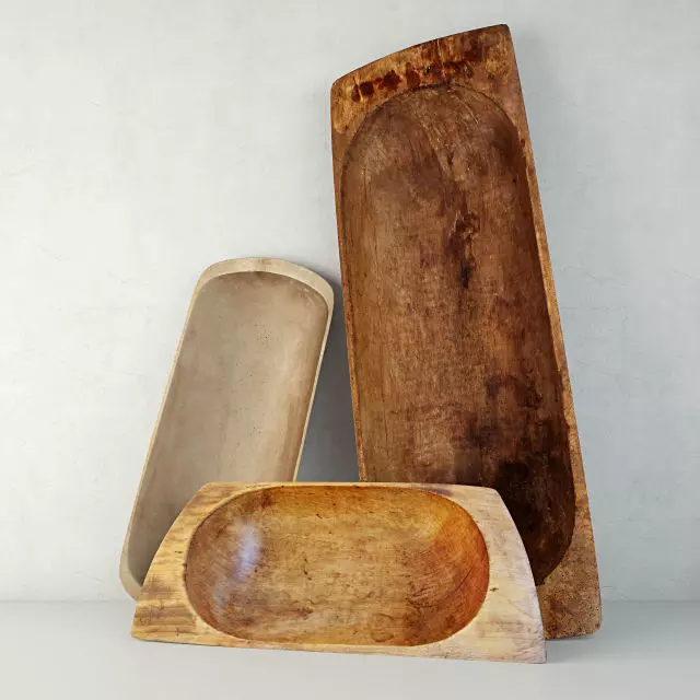 Antique Dough Bowls 2 3D model_0