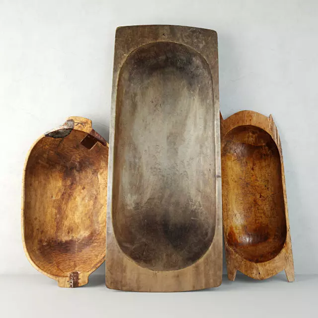 Antique Dough Bowls 3 3D model_0