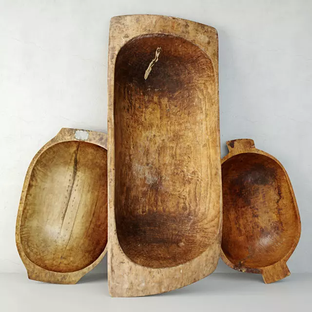 Antique Dough Bowls 4 3D model_0