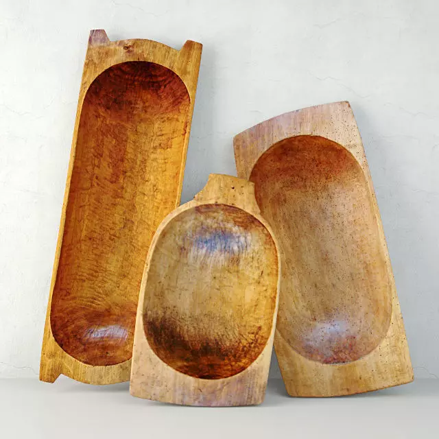 Antique Dough Bowls 5 3D model_0