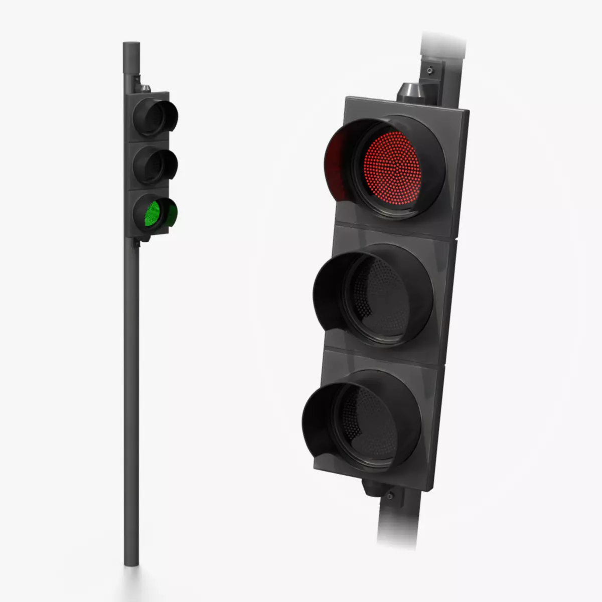 Traffic Light with Pole - Standard Signal Head 3D model