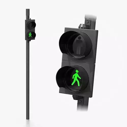 Traffic Light with Pole - Pedestrian Signal Head