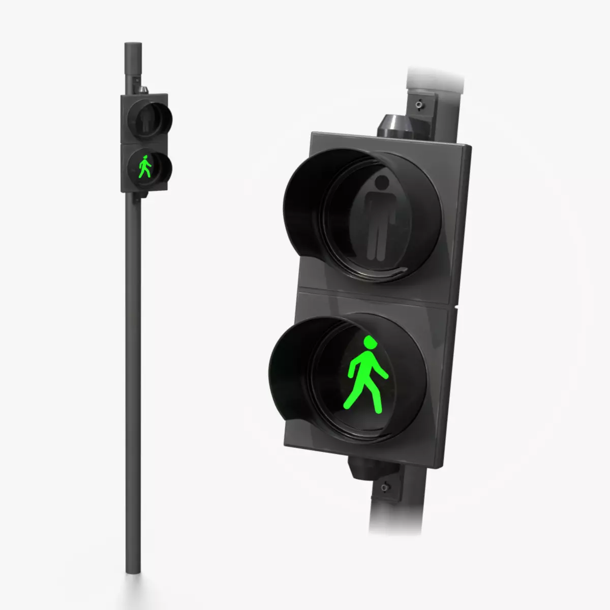 Traffic Light with Pole - Pedestrian Signal Head 3D model