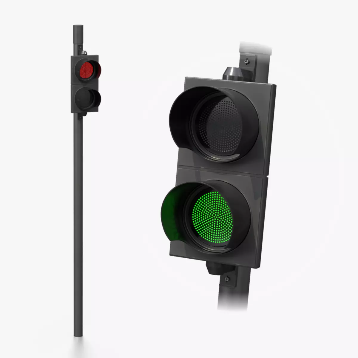 Traffic Light with Pole - Dual Signal Head 3D model