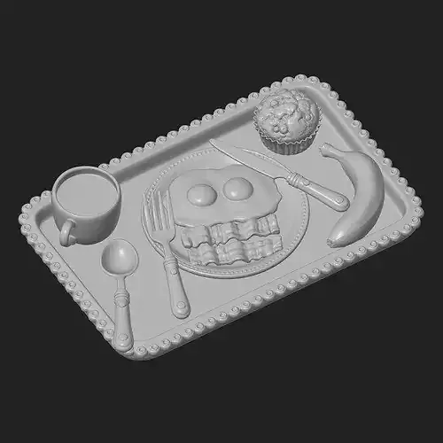 Bacon and Eggs Breakfast Tray 3D print model 5