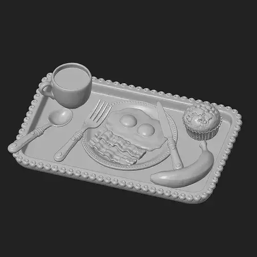 Bacon and Eggs Breakfast Tray 3D print model 2