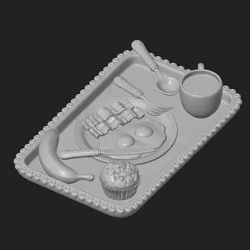 Bacon and Eggs Breakfast Tray 3D print model 7