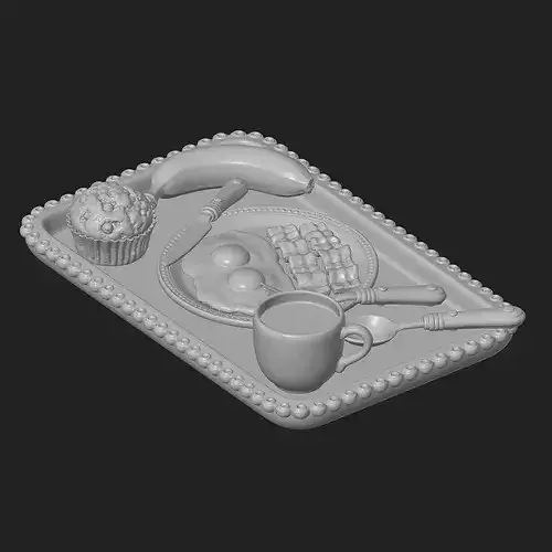 Bacon and Eggs Breakfast Tray 3D print model 4