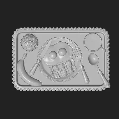Bacon and Eggs Breakfast Tray 3D print model 3