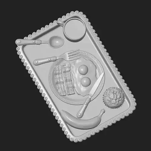 Bacon and Eggs Breakfast Tray 3D print model 6