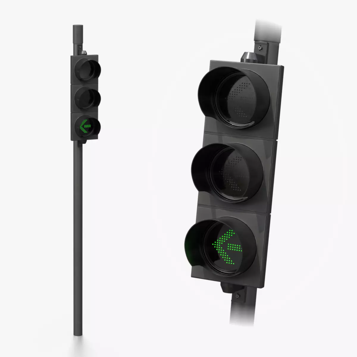 Traffic Light with Pole - Arrow Signal Head 3D model